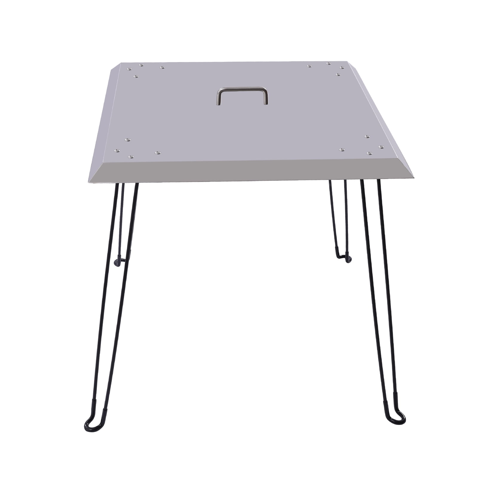 Peakora Foldable Fire Pit Heat Deflector - Durable Stainless Steel Lid with Handle & Collapsible Legs - Protects from Debris & Distributes Heat in All Directions