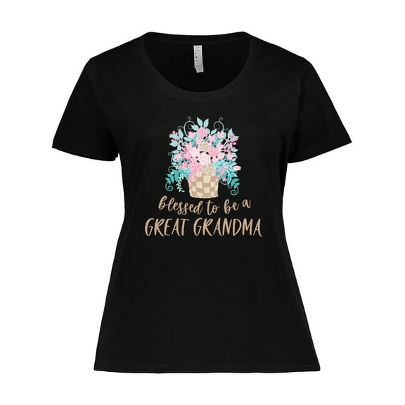 Inktastic Blessed to Be a Great Grandma Flower Arrangement Women's Plus Size T-Shirt