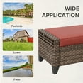 thumbnail image 5 of COOS BAY 2 PCS Brown Wicker Ottoman Outdoor PE Rattan Footrest with Removable Red Cushions, 5 of 9