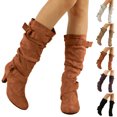 thumbnail image 3 of Oyedens Slouch Mid Calf Boots for Women Pointed Toe Kitten High Heels Knee Length Tall Boots Ladies, 3 of 4