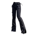 thumbnail image 1 of Pantalones vaqueros rectos Prolriy para mujer, estilo gótico oscuro, estilo universitario, estilo punk, estilo vintage, estilo casual, de cintura alta, color negro, talla L, 1 of 8