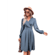 thumbnail image 2 of Vestido Corto Fruncido con Escote en V para Mujer, Color Azul, Talla XL, 2 of 9