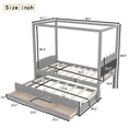 thumbnail image 4 of Twin Size Canopy Bed with Trundle and Drawers, Upholstery Princess Platform Bed with Headboard and Wood Slat Support for Kids and Teens, Gray, 4 of 9