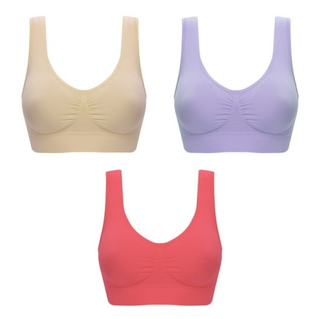 

UoCefik Full Coverage Sports Bra Women Seamless Bra Wireless Plus Size Plus Size With Removable Pads Womens Lingerie Bra 3 Pack Multicolor L