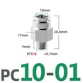 thumbnail image 2 of 2pcs PC 304 Acoplamiento neumático de hilo externo de acero inoxidable 1/8 "1/4" 3/8 "1/2" BSP Conector de manguera de tráquea de hilo externo, 2 of 7