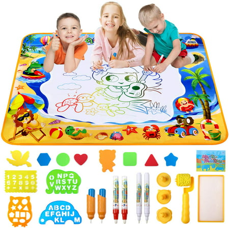 Water Drawing Mat Magic Doodle Kids Toys Color Doodle Drawing Mat Bring Magic Pens Educational Toys for Age 1 2 3 4 5 6 7 8 9 10 11 12 Year Old Girls Boys Age Toddler Gift 40
