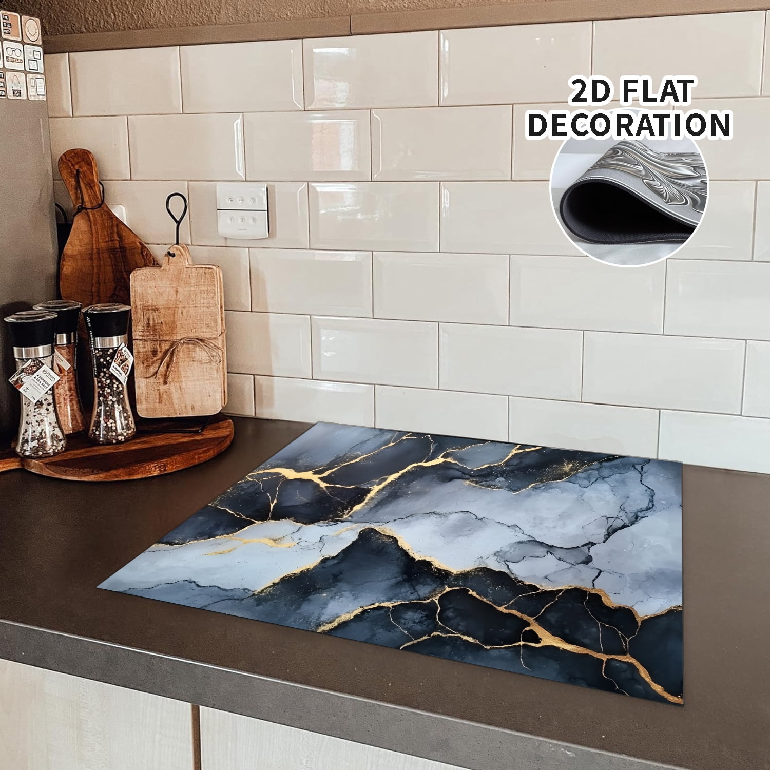 28x20 Inches Stove Top Covers for Electric Stove Black marble - Glass Stove Top Cover