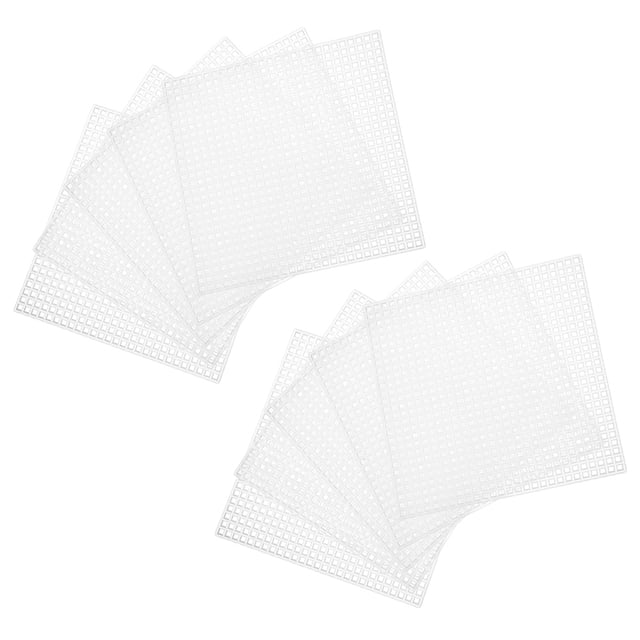 CIMAXIC 10Pcs White Plastic Mesh Canvas Sheets for DIY Embroidery Cross Stitch Craft with Precise Grid Design