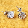 thumbnail image 2 of Sterling Silver CZ Cushion Stud Earrings for Women - Stylish and Elegant, 2 of 8