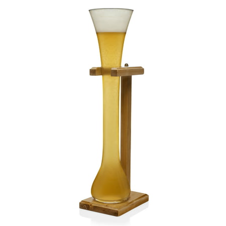 Libbey Craft Brews Half-Yard of Ale Beer Glass with Wood Stand,