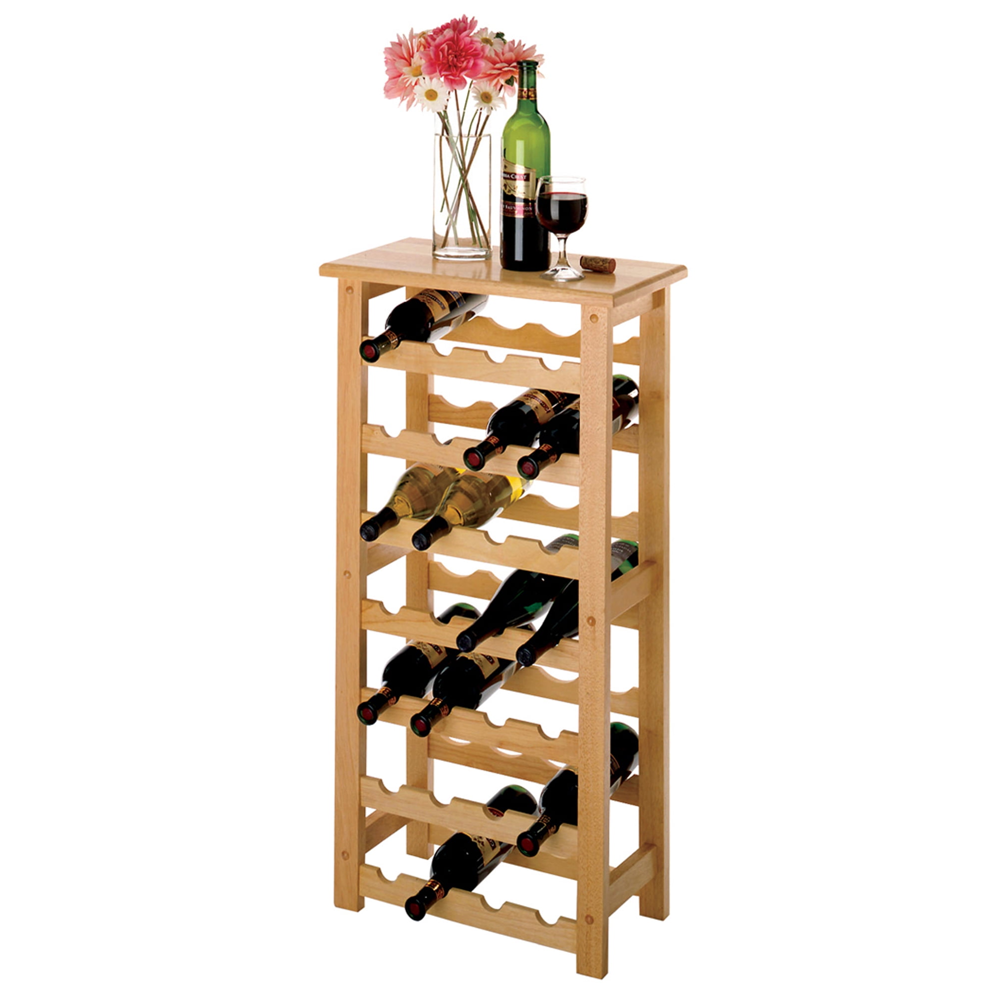 Winsome Wood Napa 28Bottle Compact Sized Wine Rack, Natural Finish