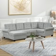 thumbnail image 3 of 120" Modern U-Shaped Corner Sectional Sofa Upholstered Linen Fabric Sofa Couch for Living Room, Bedroom, Gray 70AAE, 3 of 8