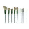thumbnail image 3 of Juego de 13 pinceles de maquillaje verdes para las cuatro estaciones, súper suaves, de secado rápido, para rubor, sombras de ojos, herramientas de belleza, 3 of 6