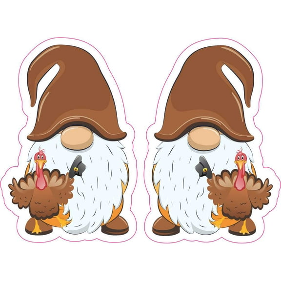 StickerTalk Thanksgiving Gnome Vinyl Stickers, 1 sheet of 2 stickers, 2 inches x 3 inches each