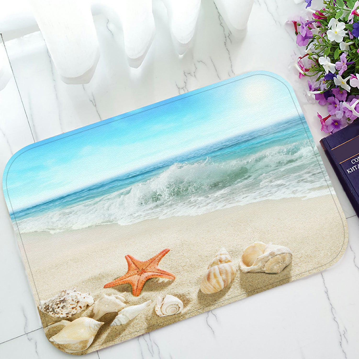 ECZJNT Splashing waves beach Doormat Bath Mat Rug Entrance Rug Floor