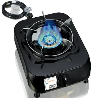 Single Burner Propane Stove with Propane Adapter Hose 13000 BTU Propane Burner One-piece Panel Design for Outdoor Cooking,Emergency