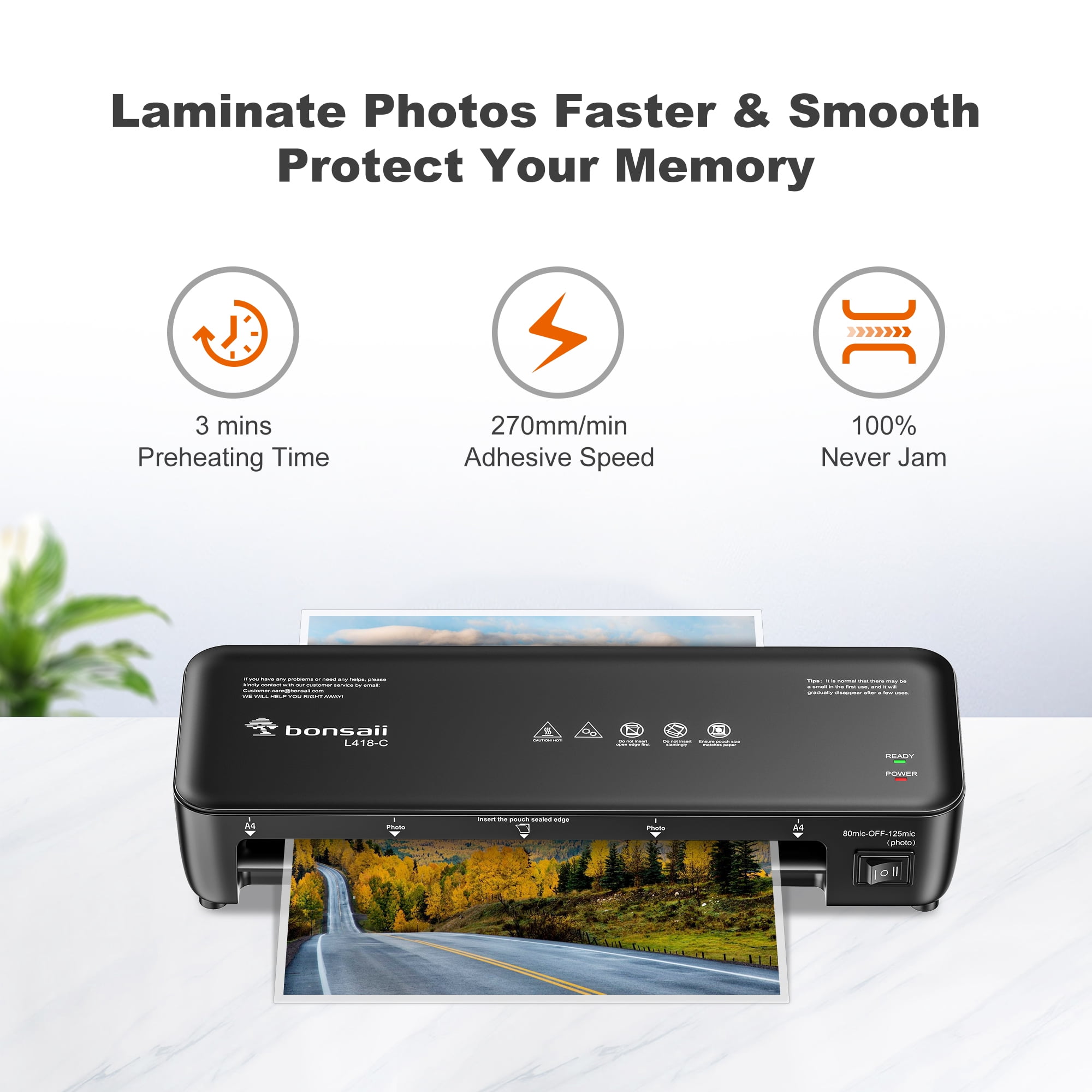 Bonsaii Laminator 9 inch A4 Thermal Laminating Machine with 40 Laminating Sheets, Paper Cutter and Corner Rounder