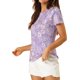 thumbnail image 4 of INSPIRAR CHIC Blusa de Cuello Redondo de Manga Corta con Estampado Floral para Mujeres XS Lavanda, 4 of 7