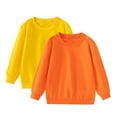 thumbnail image 2 of Cowsor Unisex Kids Solid Cotton Thin Pullover 2PC Sweatshirt T-Shirt Toddler Baby Crewneck Long Sleeve Tshirts Tops Blouse, 2 of 7