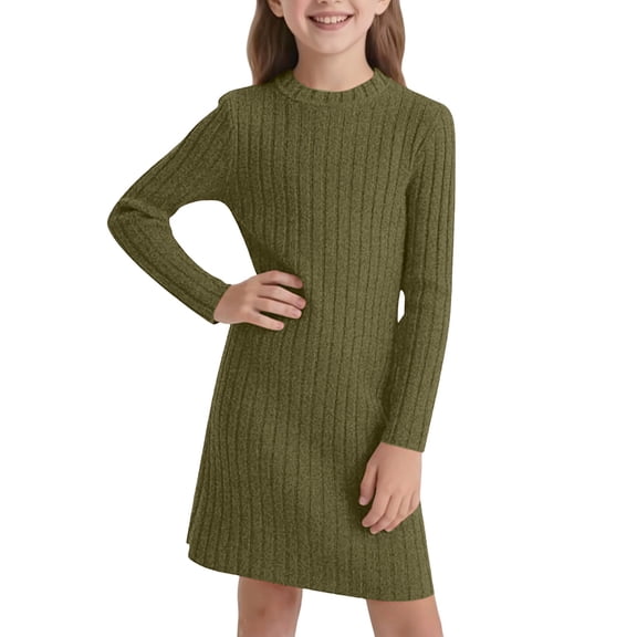 TBWNWG Girls Slim Fit Bodycon Dress Winter Warm Stretchy Turtleneck Long Sleeve Casual Outfit for Toddlers And Kids With Soft for Daily Wear Holiday Party,Sizes 10-11 Years