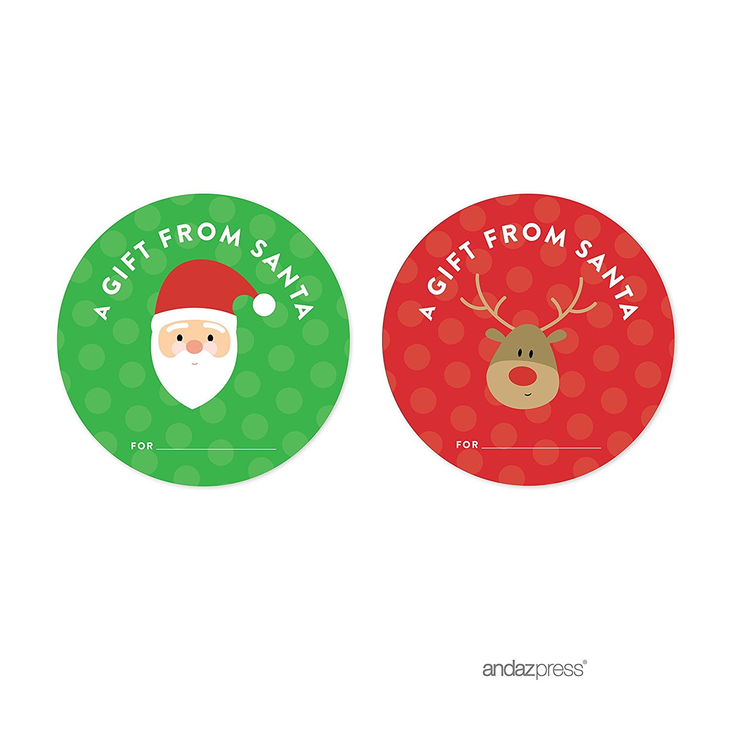 A Gift From Santa Red Christmas Round Circle Gift Label Stickers, 40-Pack