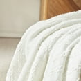 thumbnail image 2 of NARNIAR Solid White Jacquard Textured Decorative Throw with Fringes 50x60", 2 of 4