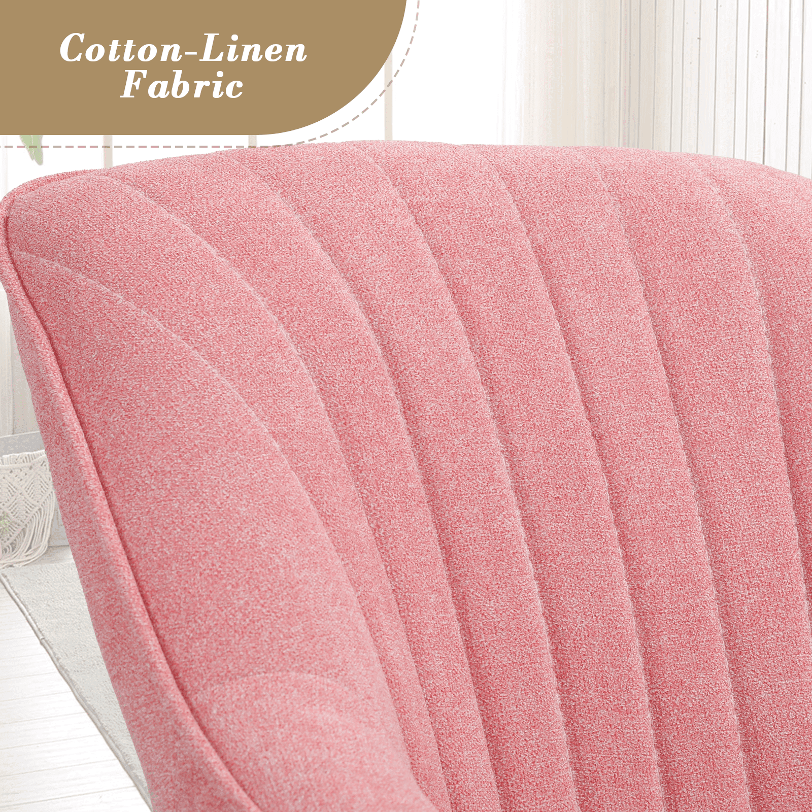 OSM Modern Swivel Accent Chairs, Set of 2 for Living Room, Solid Wood Legs & 360° Rotation, Fabric Armchair for Home Office, Bedroom, Study, Pink