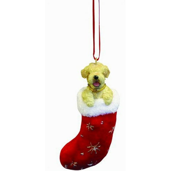 Soft Coated Wheaten  Stocking Ornament with "Santa's Little Pals" Hand Painted