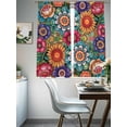 thumbnail image 3 of Boho Teal Flower Sheer Curtains 63 Inch Length 2 Panels Set, Spring Bohemia Chic Red Yellow Floral Voile Window Treatment Rod Pocket Curtains Sheers Drapes for Bedroom/Living Room/Kitchen 52x"63"x2, 3 of 7