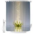 thumbnail image 2 of Shower Curtains for Bathroom, Zen Meditation Lotus Floral Waterproof Fabric Shower Curtain, Green Floral Modern Art Decorative Bathroom Curtain for Bathtub, 72"x84", No Hooks Included, 2 of 9