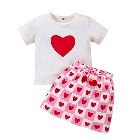 

KI-8jcuD 6 Month Old Baby Girl Clothes Toddler Shirts Valentine S Day Printed Baby Tops Heart T Girls Skirts Outfits Girls Outfits&Set Baby Girl 12-18 Months Outfits Kids Pants Set Clothes For Girls