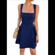 thumbnail image 2 of Vestido Mini Informal Sin Mangas con Cuello Cuadrado para Mujer, Estilo Acampanado, para Fiesta y Club. Azul Marino M, 2 of 10