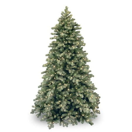 National Tree Pre-Lit 7-1/2' Poly Frosted Colorado Spruce Hinged Artificial Christmas Tree with 750 Clear