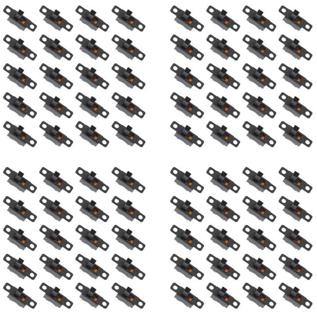 80pcs 5V 0.3 A Mini Size Black SPDT Slide Switch for Small DIY Power Electronic Projects,80 SPDT slide switches,black