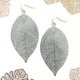 thumbnail image 3 of Nvzi Pendientes grandes de filigrana con forma de hoja: colgantes ligeros y de gran tamaño, color plateado, 3 of 3