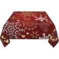 thumbnail image 3 of Nappe Rouge de Noël Carrée 54 x 54 Pouces Flocon de Neige d'Hiver Nappe Carrée Tissu Polyester Housse de Table Flocon de Neige Blanc et Or de Noël pour Cuisine Fête Pique-Nique Déco Extérieure, 3 of 7