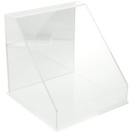 Plymor Clear Acrylic Slanted Front Display Case with Base (Mirror Back), 12" x 12" x 12"