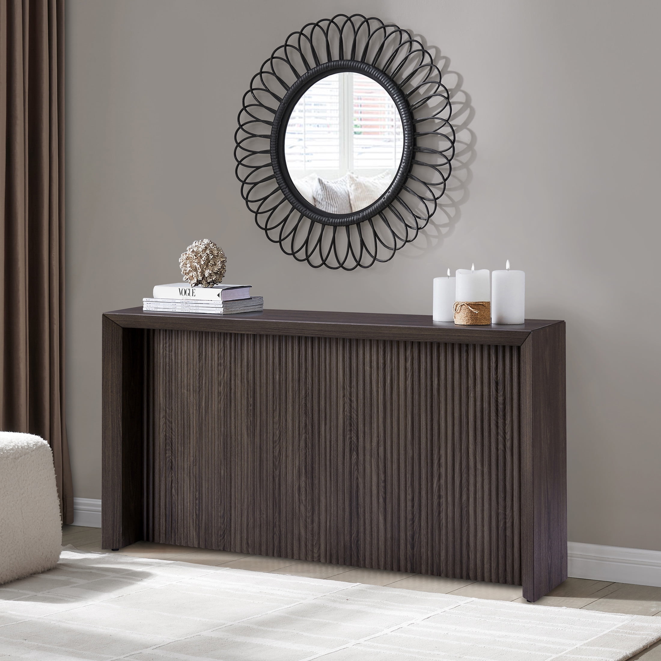 Evelyn&Zoe Modern/Contemporary 56" Wide Alder Brown Console Table