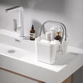 thumbnail image 4 of Small Plastic Storage Basket with Handle, Portable White Household Organizer Bin and Sundries Storage, Mini Shopping Tote for Kitchen and Bathroom Use, 4 of 6