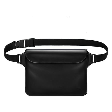 Waterproof Waist Pack - Waterproof PVC Sports Waist Pack, Transparent Dry Bag Phone Pocket Color:Black