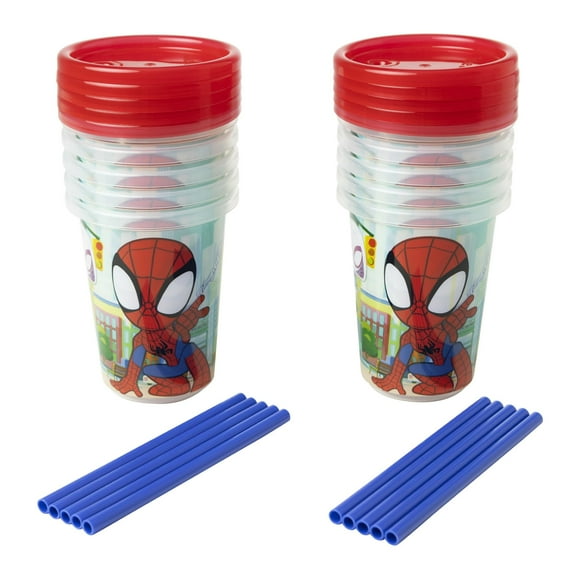 Vasos con pajita para niños pequeños The First Years Spidey, 10 onzas, 10 unidades
