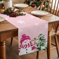 thumbnail image 3 of Pink Xmas Snowman Christmas Tree Table Runner 13x90in Non-Slip Cotton Linen Table Runners, Winter Snowflake Seamless Dresser Scarves TableRunner for Dinner Kitchen Dining Wedding Party, 3 of 9