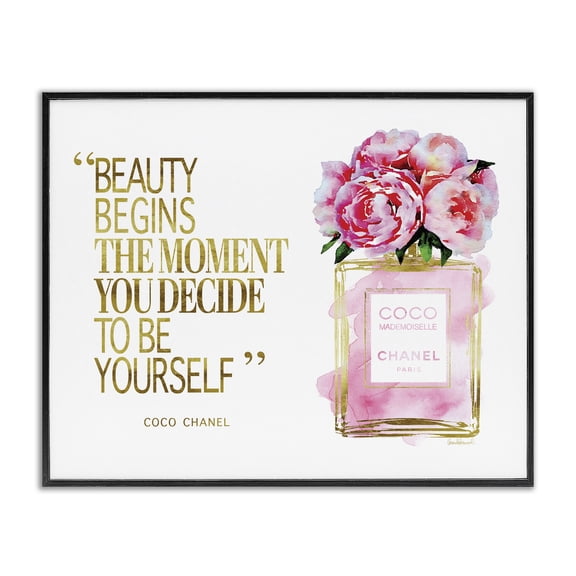 Stupell Industries Glam Fashion Designer Perfume Gold Pink Watercolor Inspirational Word Black Framed Giclee Art, 14 x 11, by Amanda Greenwood