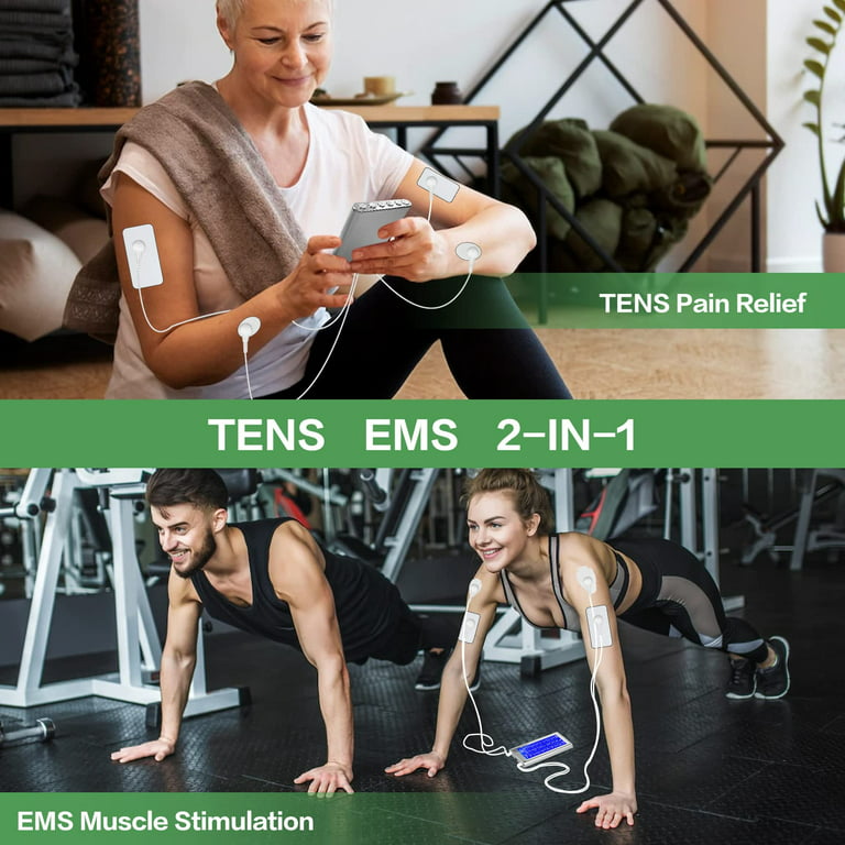 TENKER TENS EMS Unit Muscle Stimulator, 24 Modes TENS Machine for Pain  Relief & Muscle Strength Rechargeable Electronic Pulse Massager with 2″x2″  and 2″x4″ TENS Unit Electrode Pads - Coupon Codes, Promo
