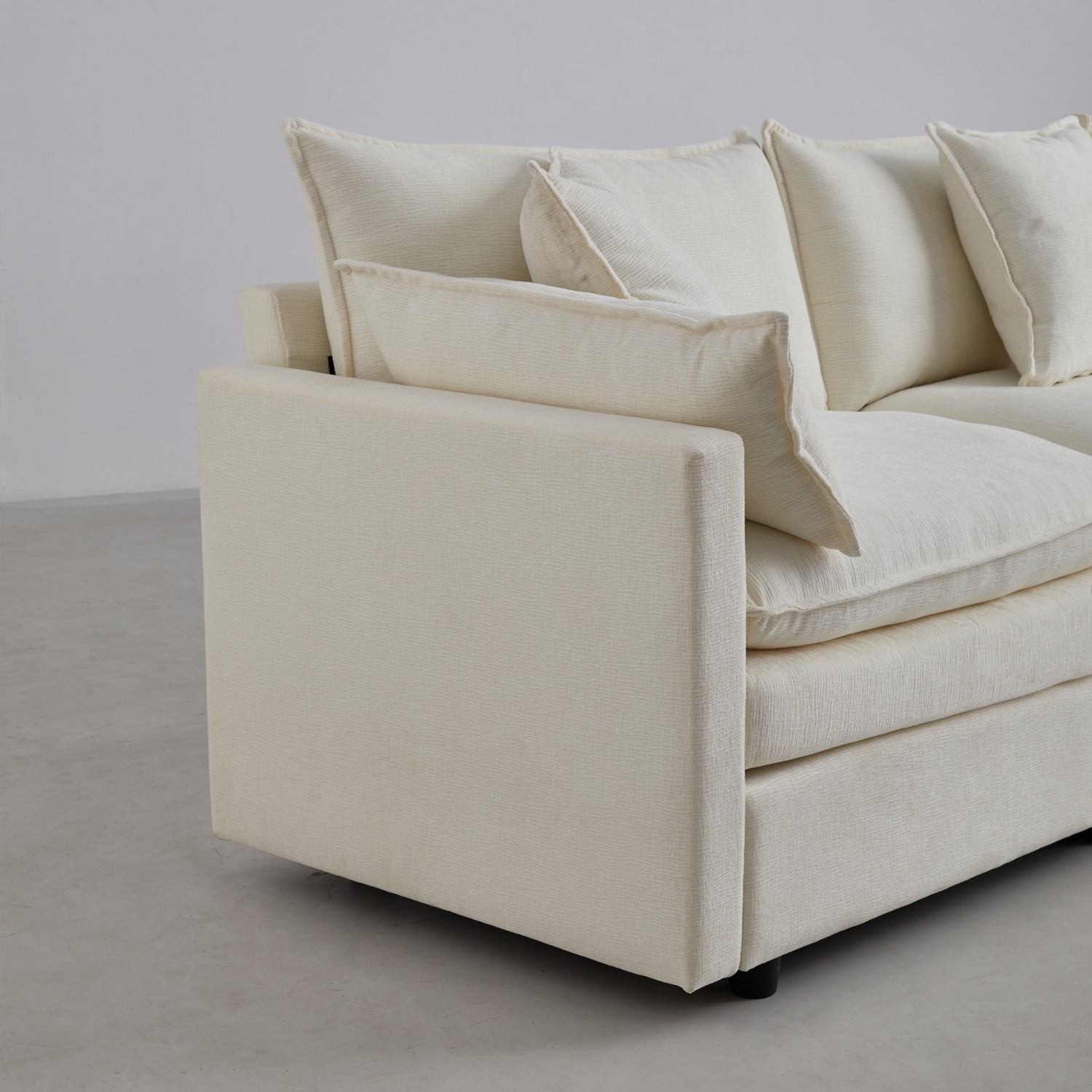 Gewnee L-Shaped Chenille Sectional Sofa Cloud Couch with Ottoman, Reversible Sofa for Living Rooms