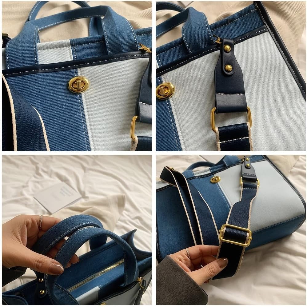 Denim Tote Bag Women Large Shoulder Bag Vintage Satchels Bag Cute Hobo Bags Casual Work Travel College Tote Handbag 2024