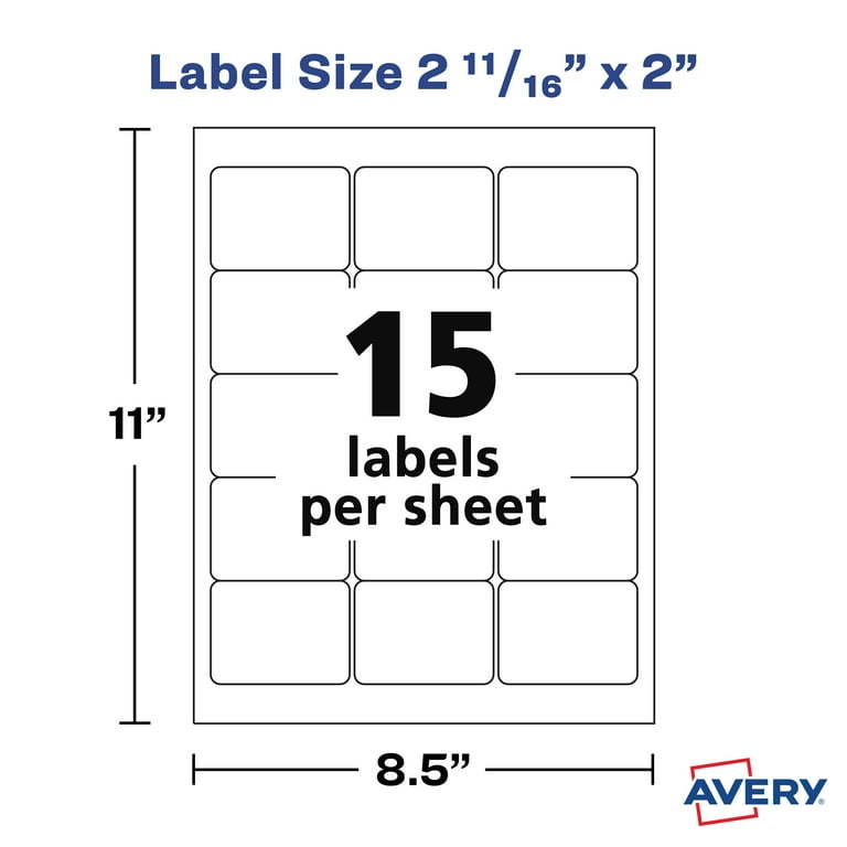 Avery Printable Blank Rectangle Labels, 2-11/16" x 2", Matte White, 375  Customizable Labels (6490) - Walmart.com
