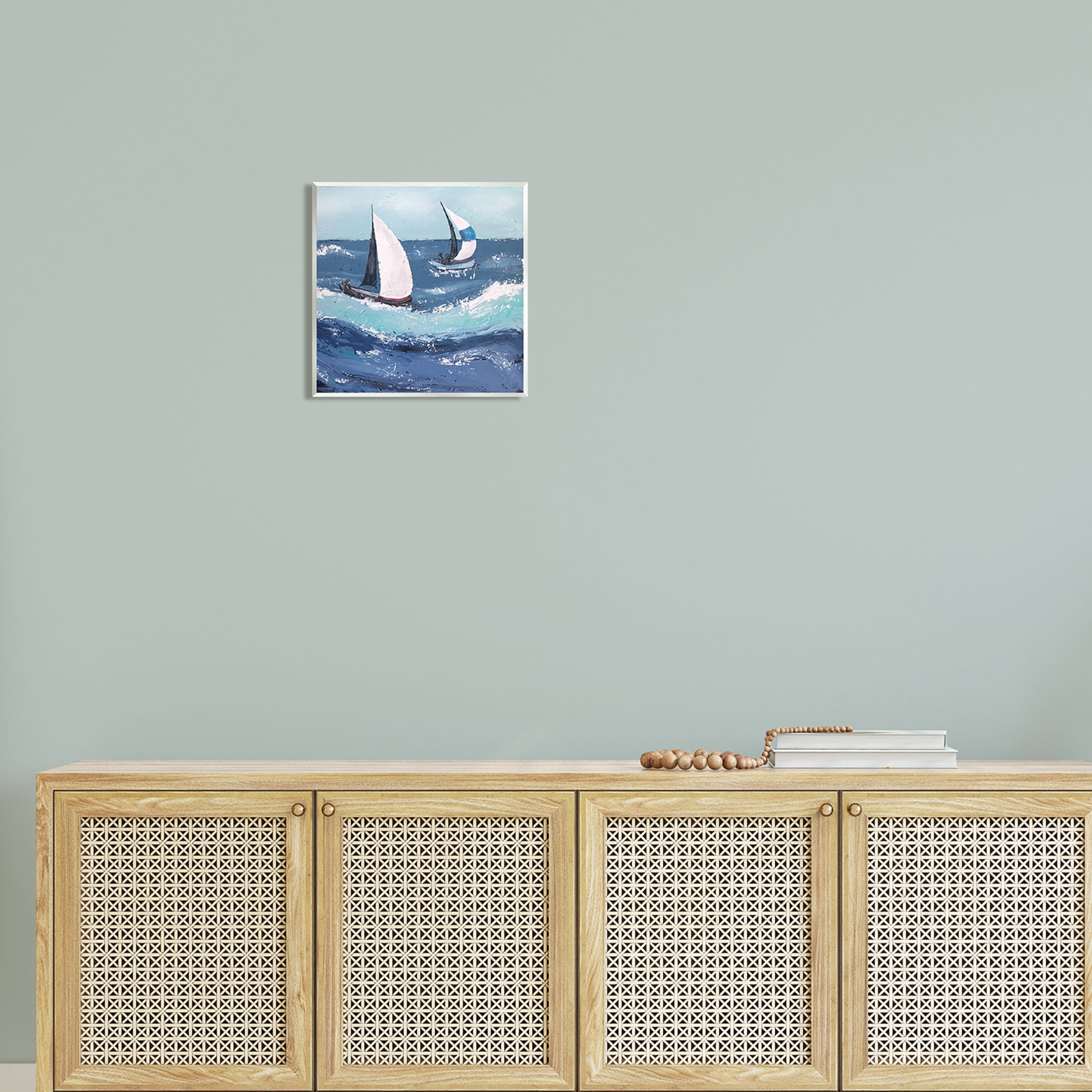 Stupell Sailing Sea Waves Splashing Landscape Painting Wall Plaque Unframed Art Print Wall Art
