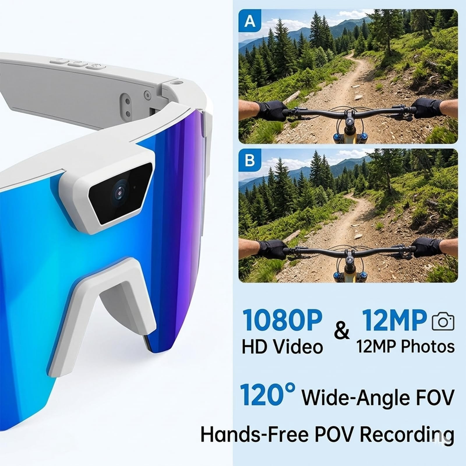 Optiq Frames POV Glasses, OptiqFrames 4K Smart Camera Sunglasses, POV Video Recording Glasses for Men Women – Wearable Tech with 32GB SD for Baseball, Cycling, Skiing, Running