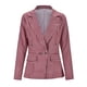 thumbnail image 3 of Chaqueta de Negocios informal ligera con estampado a cuadros elegante para primavera y otoño para mujer, blusa ajustada con bolsillo de imitación, ropa de abrigo,blazer clásico（Rojo， L), 3 of 5